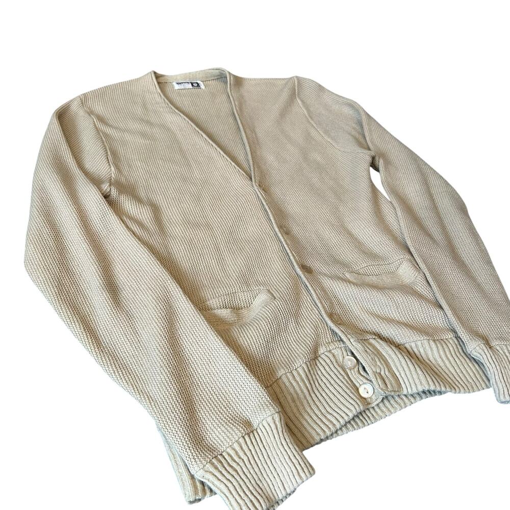 Vintage 70s Acrylic Gold Khaki Cardigan Sz Medium - Picture 13 of 13